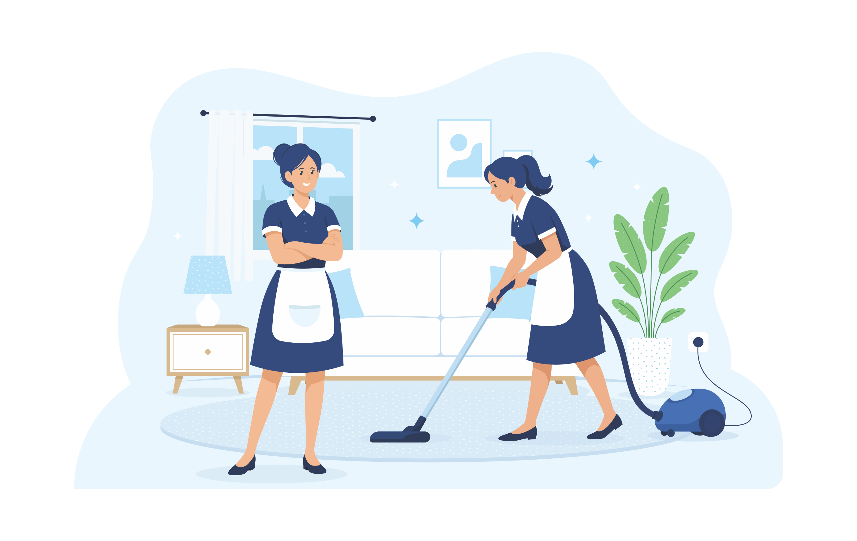 Two Cleaning Right cleaners tidying a living room